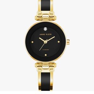 Anne Klein Black and Gold Minimalist Watch